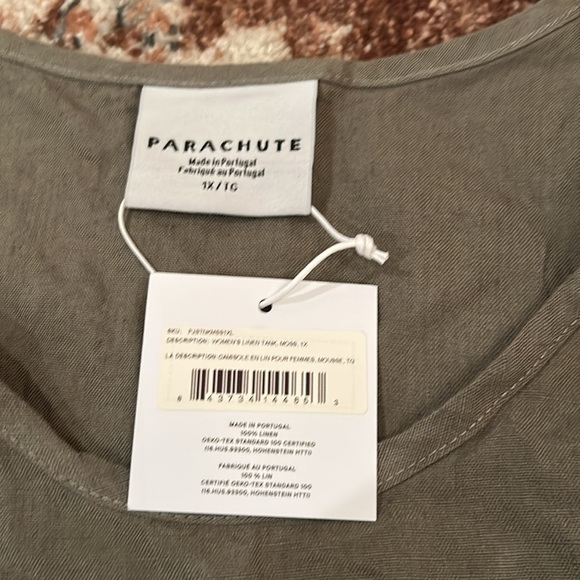 Parachute Linen Tank Moss Size 1X Scoop Neck Cropped - NWT - Picture 3 of 3